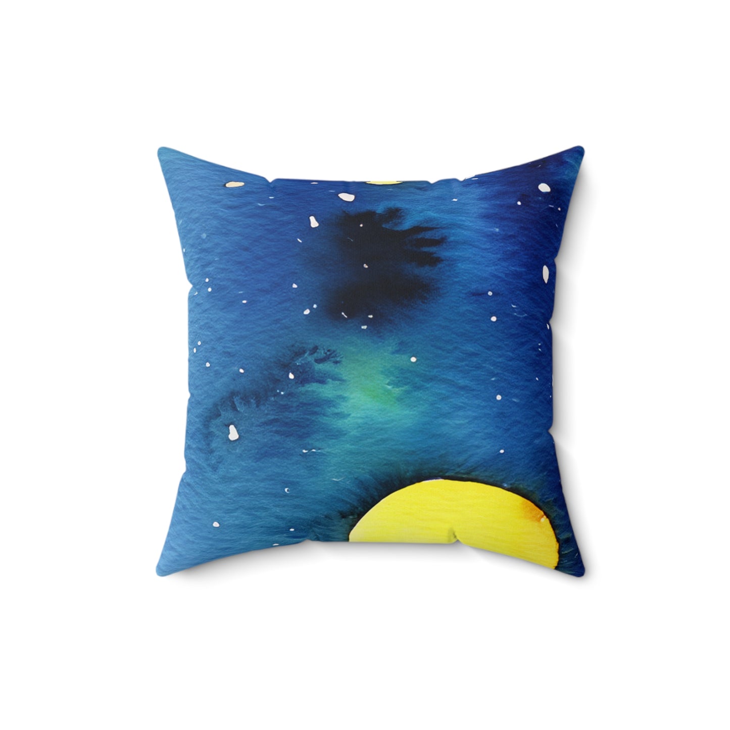 Night Watercolor Faux Suede Square Pillow