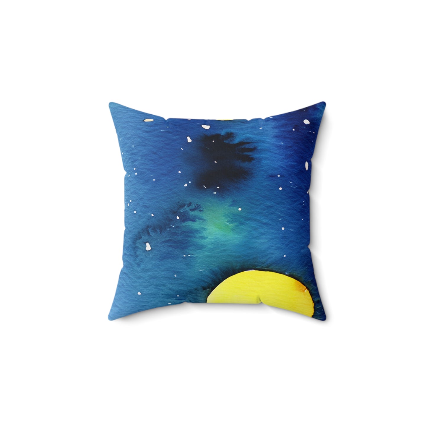 Night Watercolor Faux Suede Square Pillow