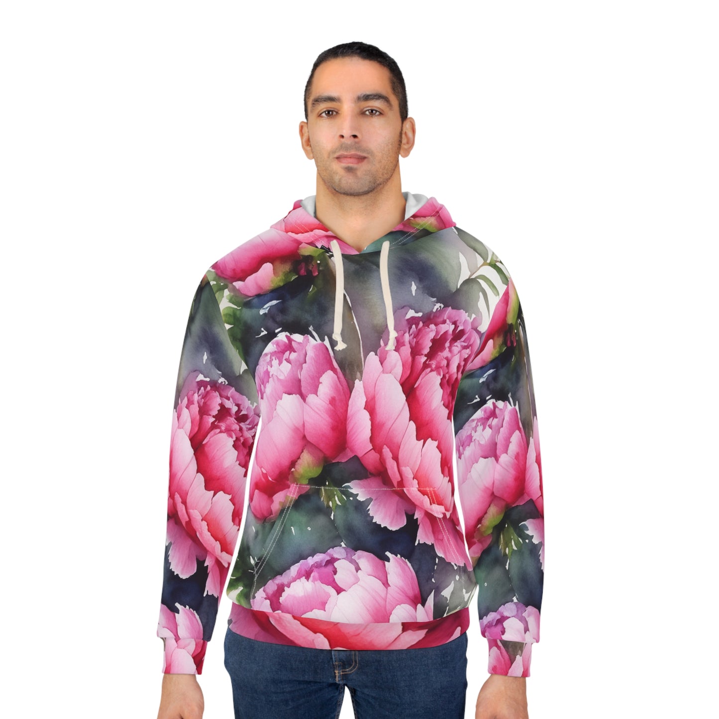 Peony Watercolor Unisex Pullover Hoodie (AOP)