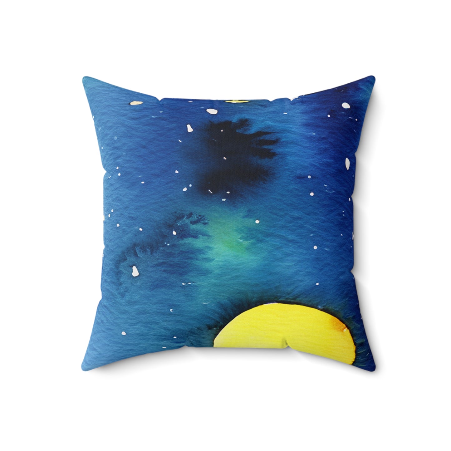 Night Watercolor Faux Suede Square Pillow