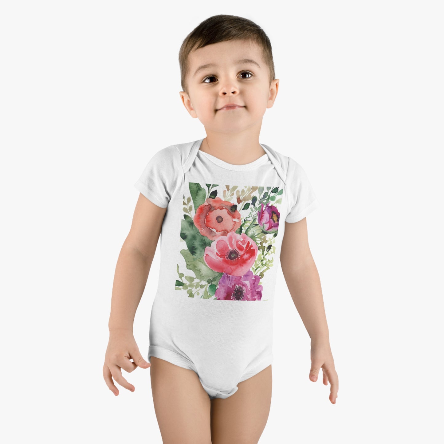 Floral Watercolor Onesie® Organic Baby Bodysuit