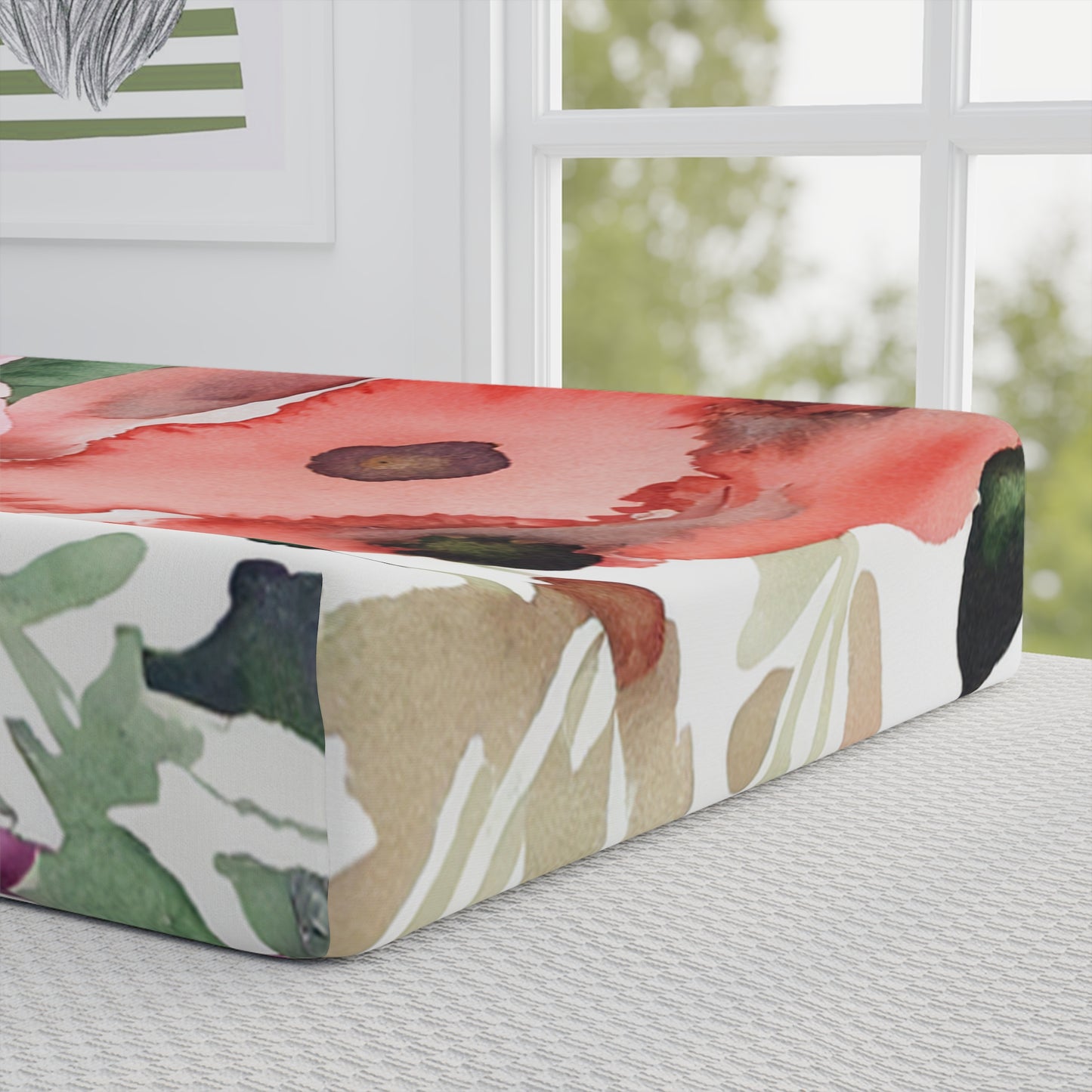 Floral Watercolor Baby Changing Pad Cover