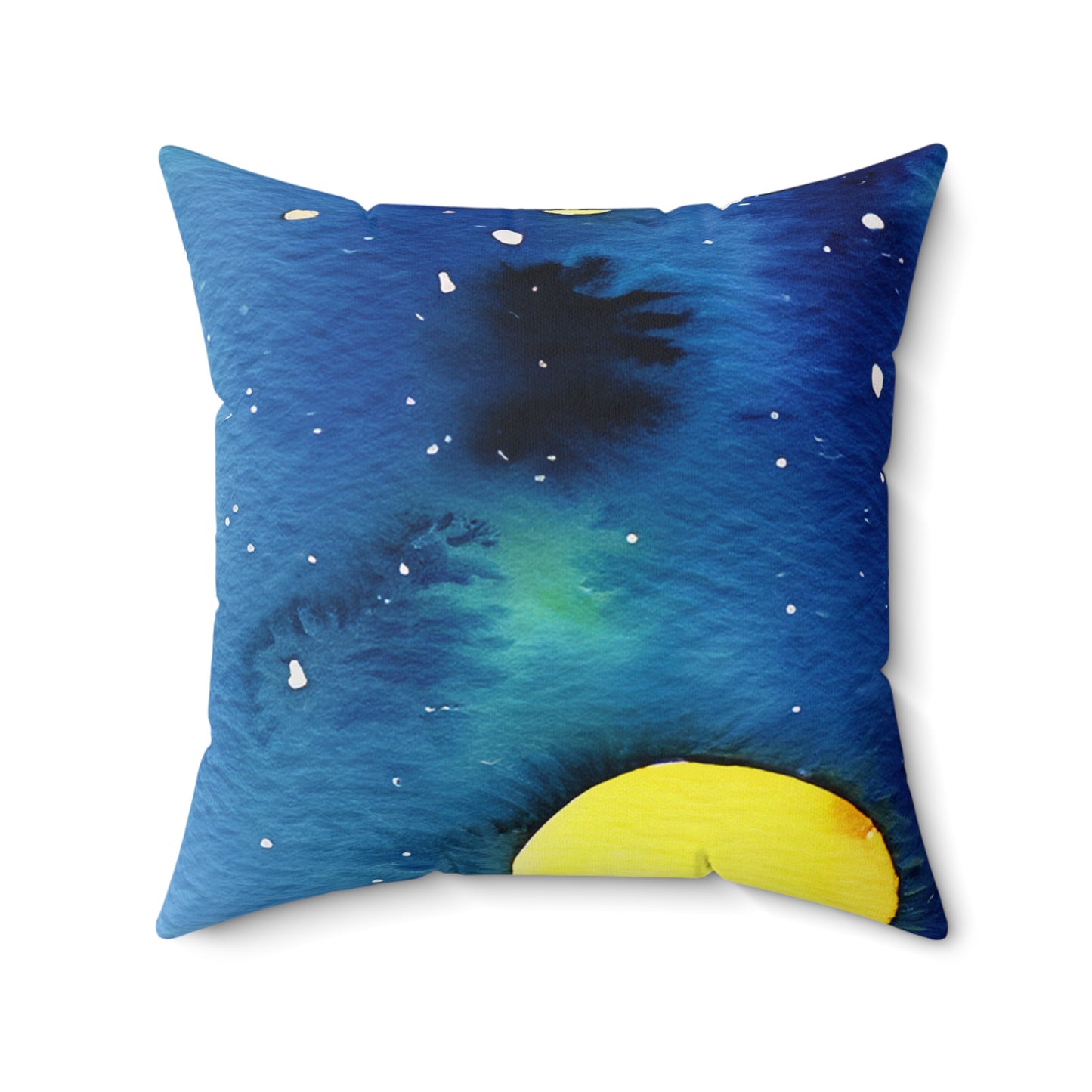 Night Watercolor Faux Suede Square Pillow