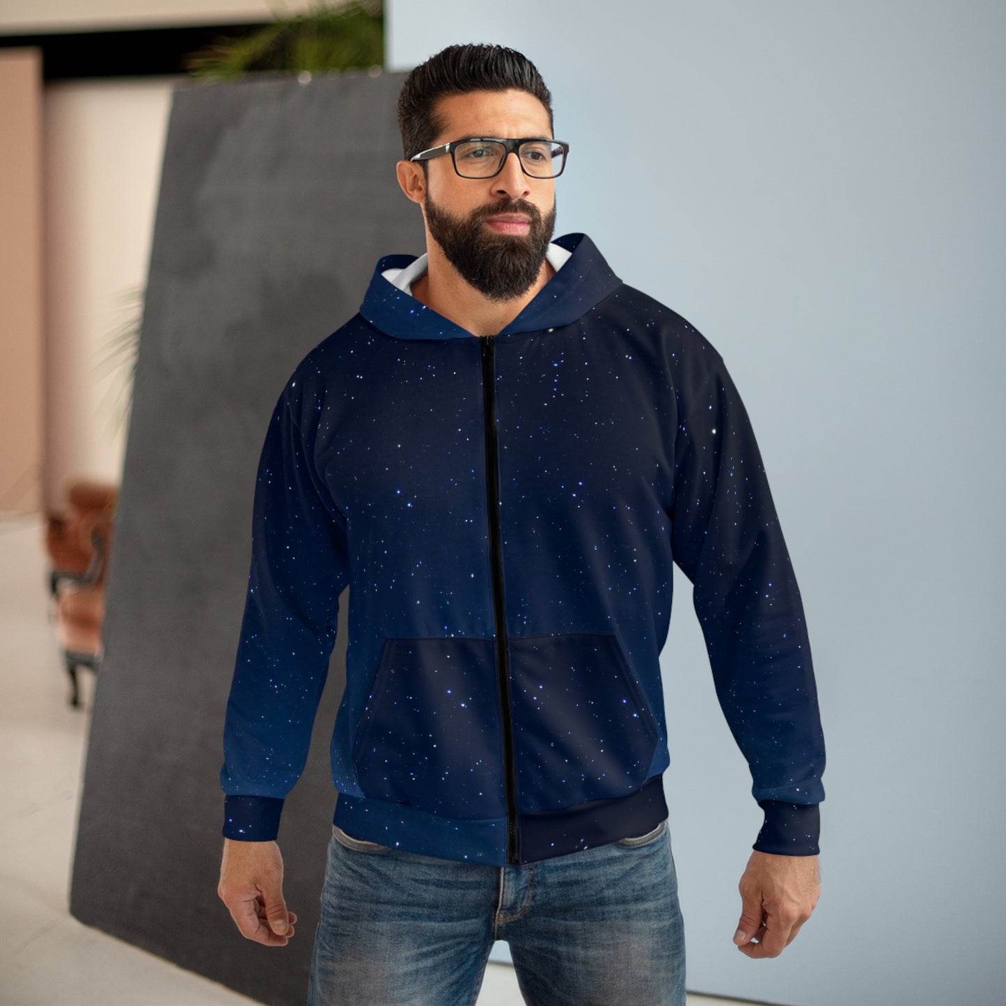 Night Unisex Zip Hoodie (AOP)
