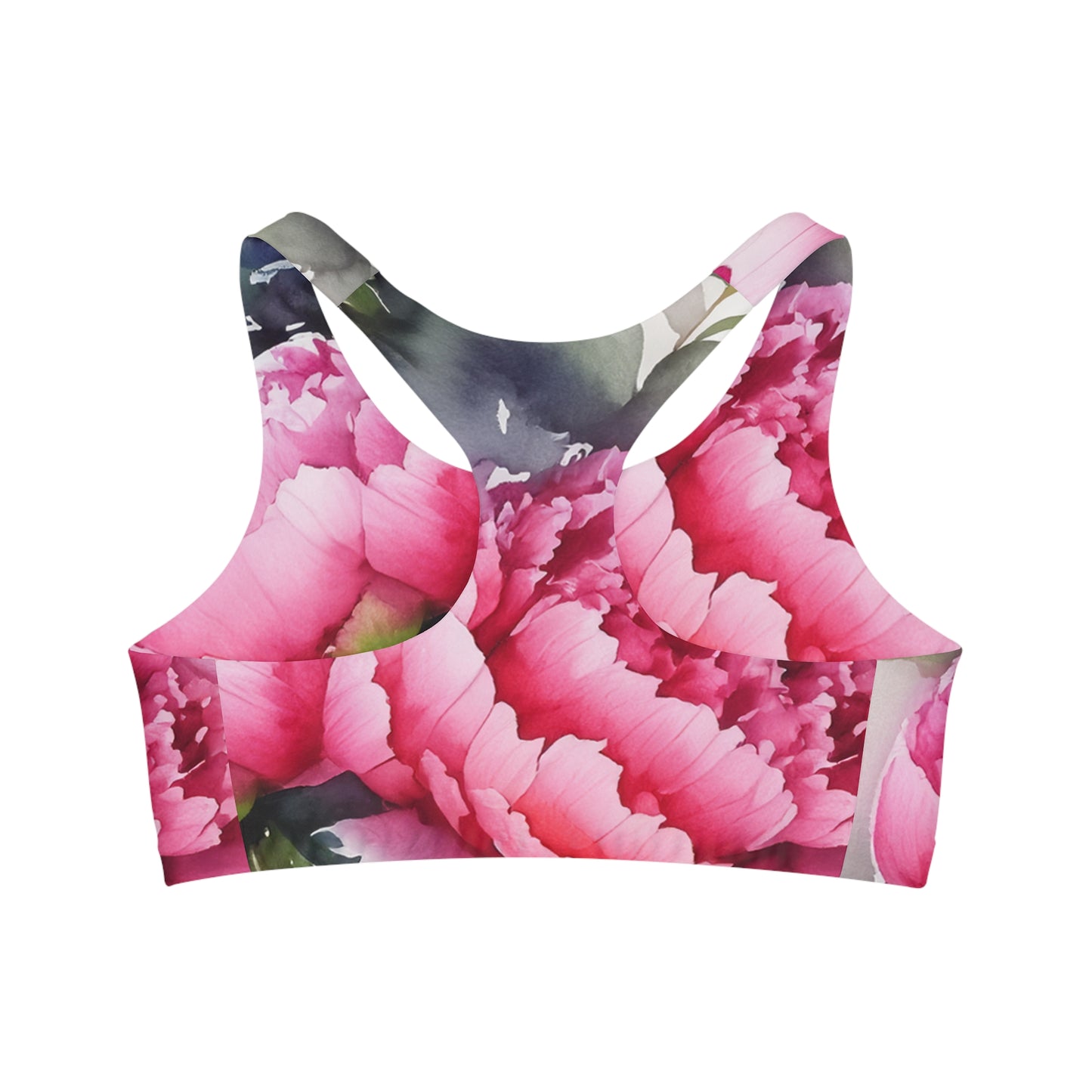 Peony Watercolor Seamless Sports Bra (AOP)