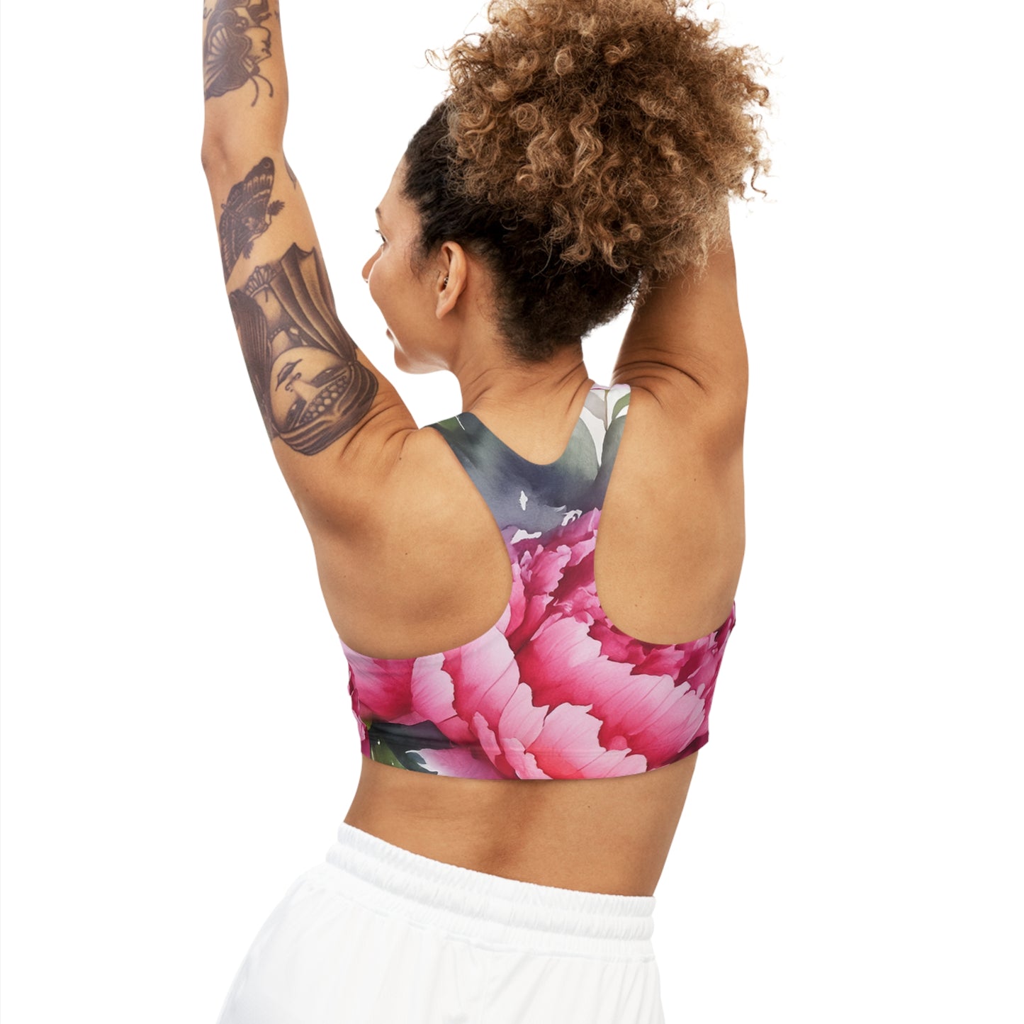 Peony Watercolor Seamless Sports Bra (AOP)