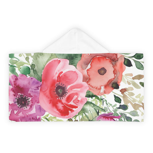 Floral Watercolor Youth Hooded Towel