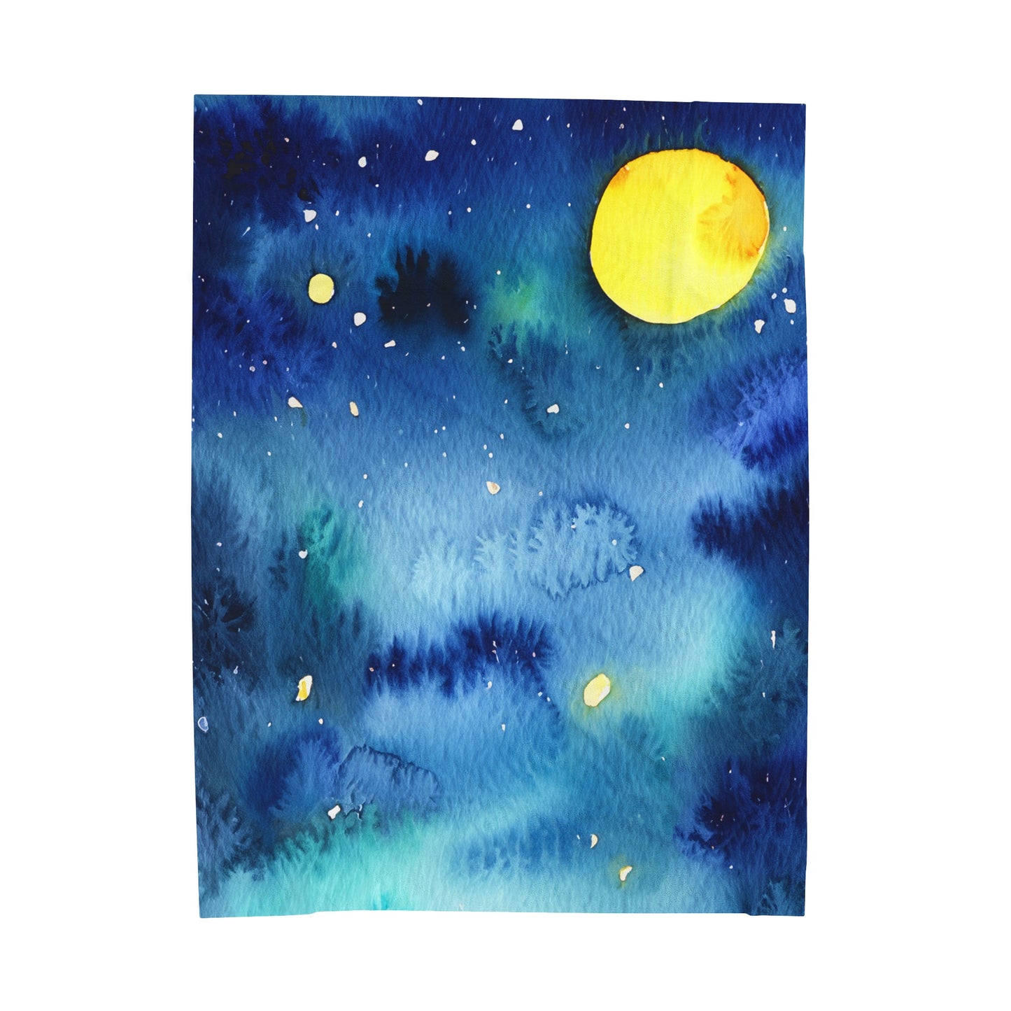 Night Watercolor Velveteen Plush Blanket