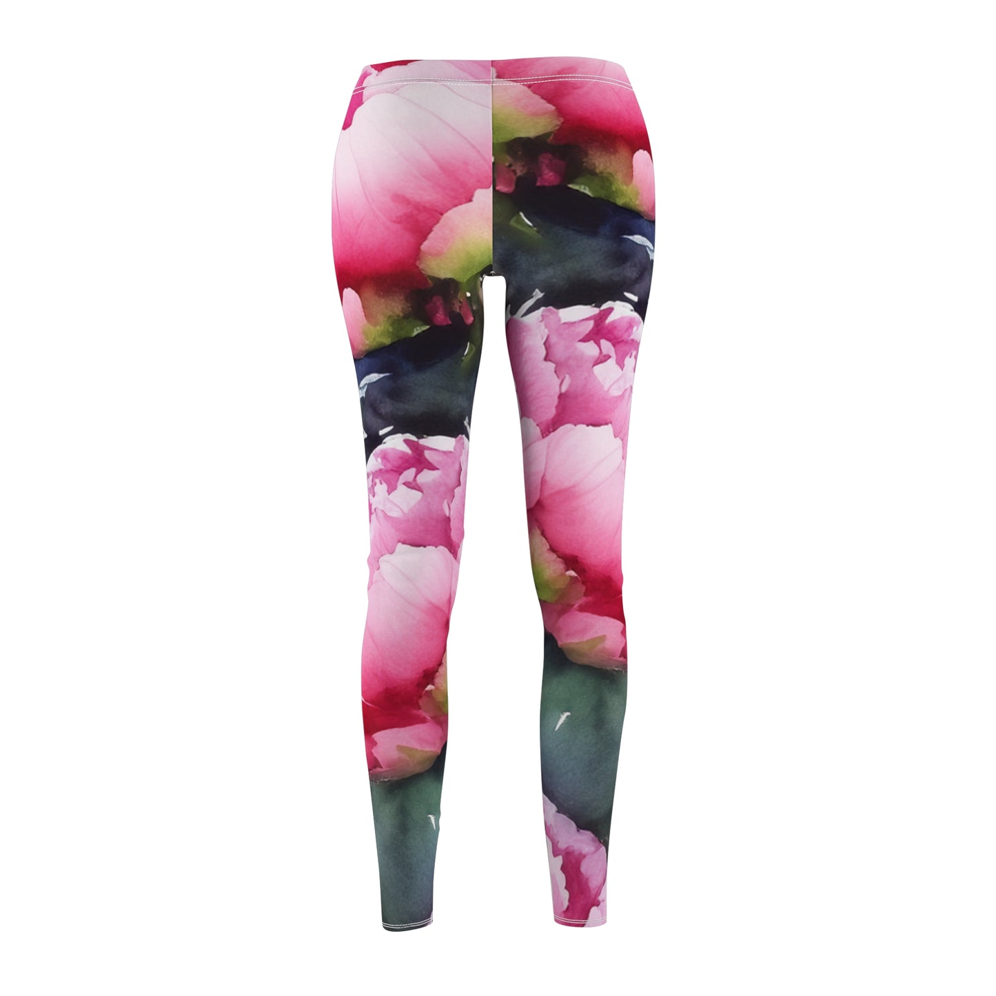 Peony Watercolor Women's Cut & Sew Casual Leggings (AOP)