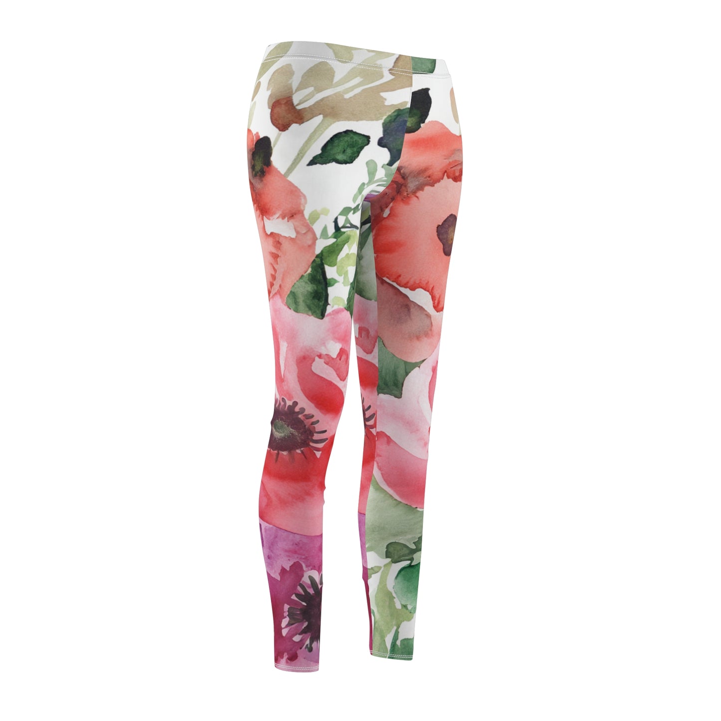 Floral Watercolor Women's Cut & Sew Casual Leggings (AOP)