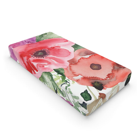 Floral Watercolor Baby Changing Pad Cover