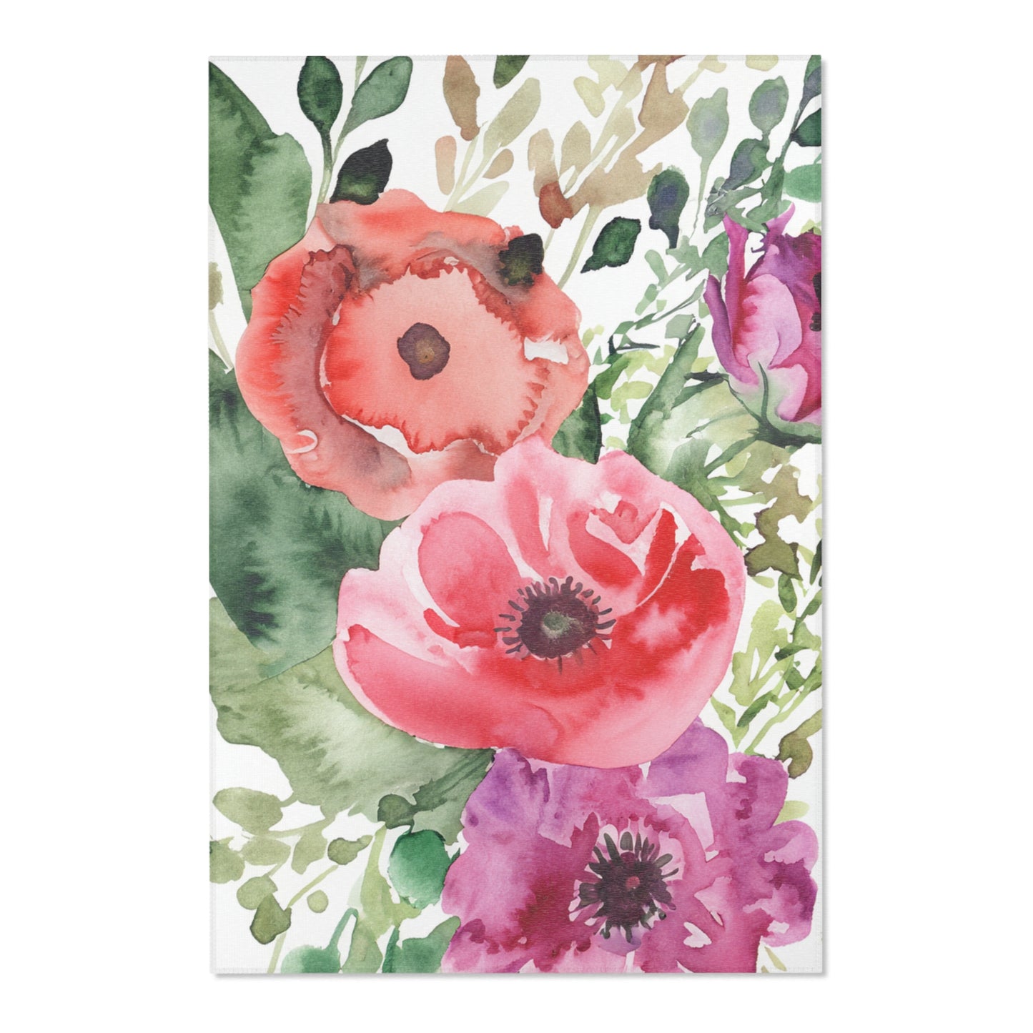 Flower Watercolor Area Rugs