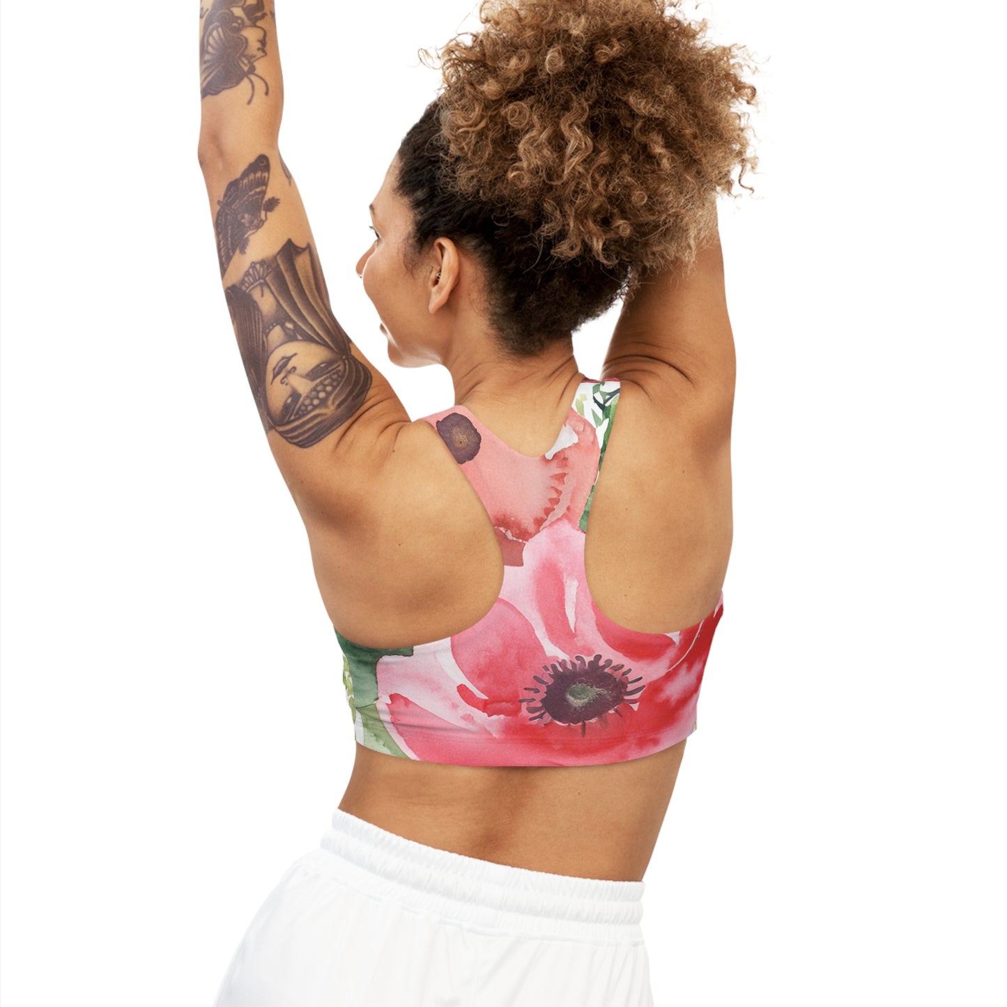 Floral Watercolor Seamless Sports Bra (AOP)