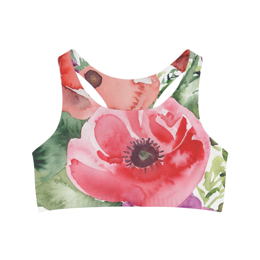 Floral Watercolor Seamless Sports Bra (AOP)