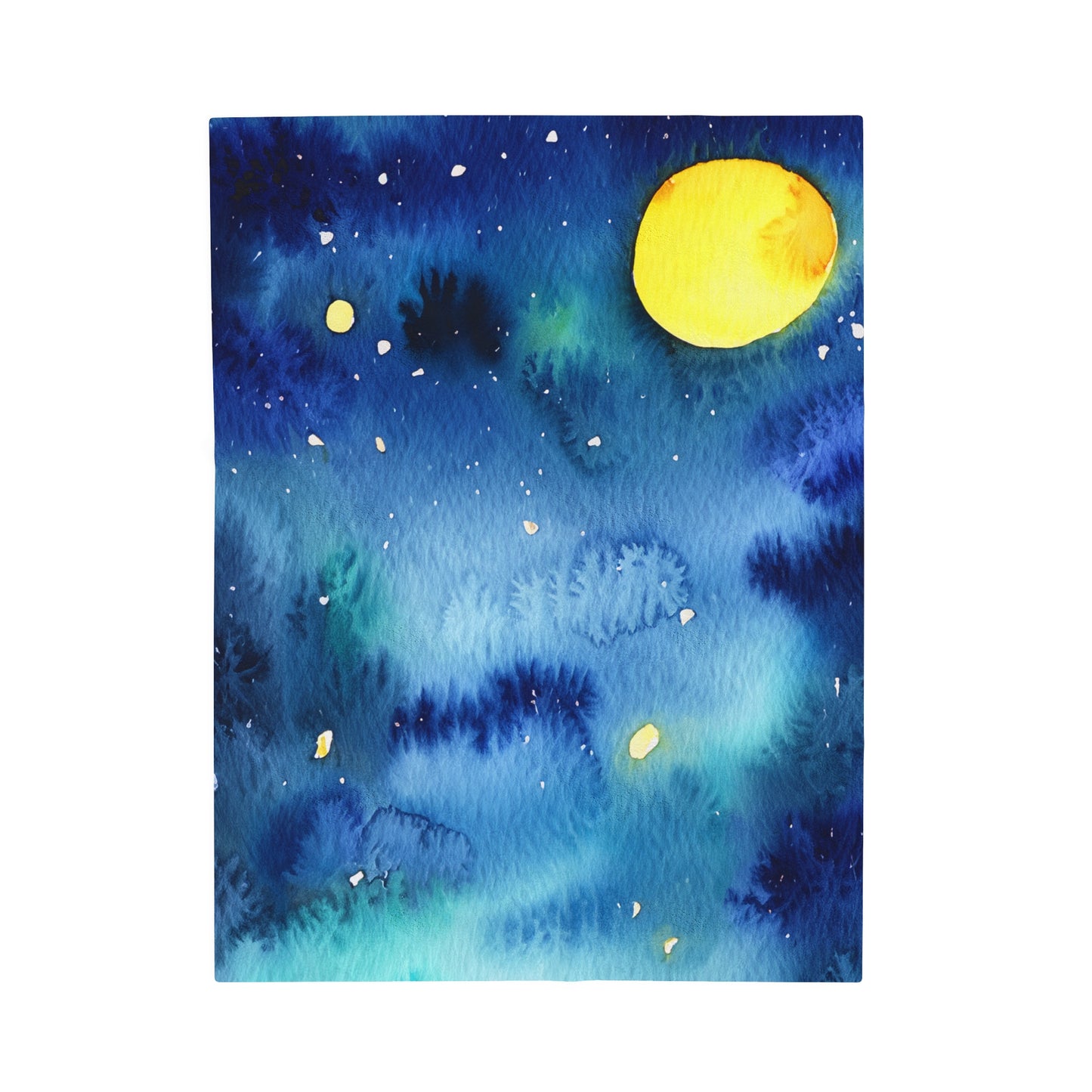 Night Watercolor Velveteen Plush Blanket