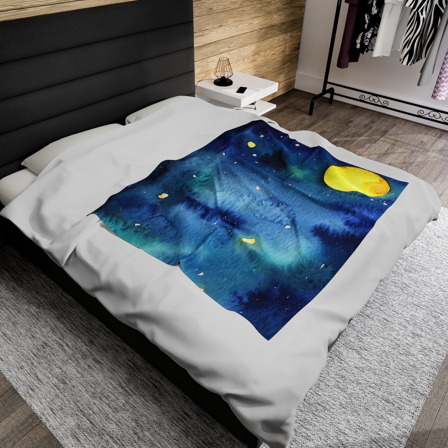 Night Watercolor Velveteen Plush Blanket