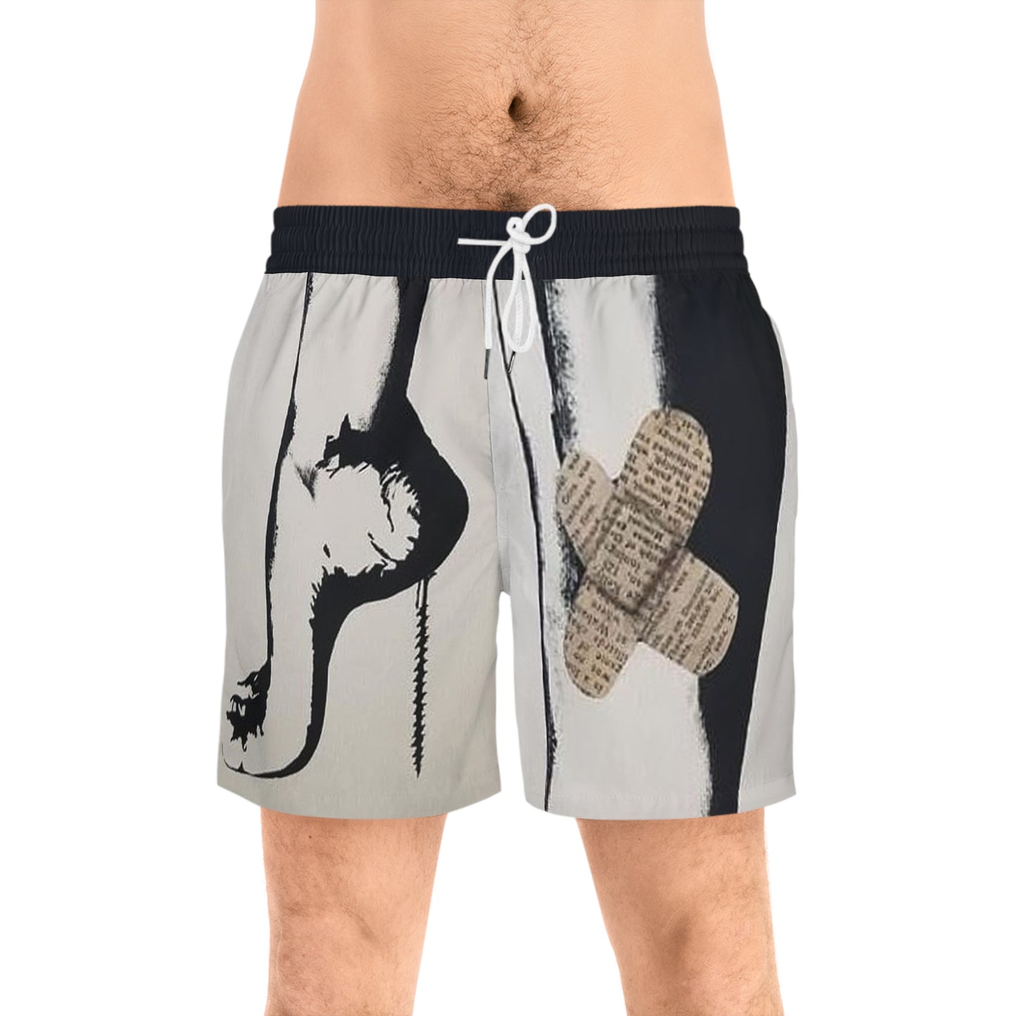 Beauty Is Pain Men's Mid-Length Swim Shorts (AOP)