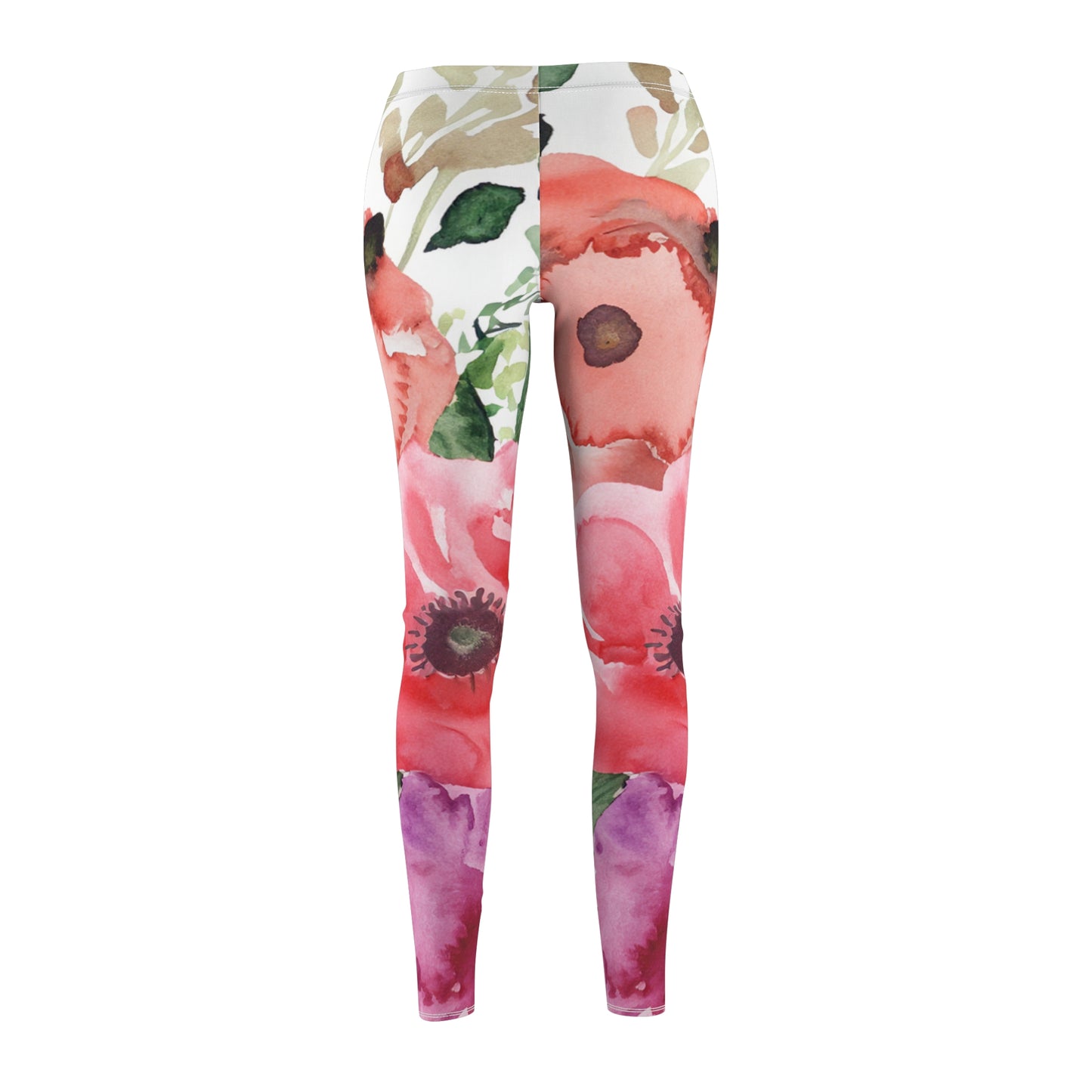 Floral Watercolor Women's Cut & Sew Casual Leggings (AOP)