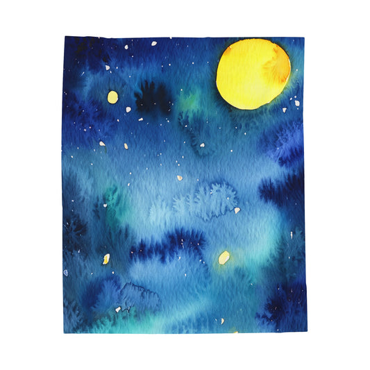 Night Watercolor Velveteen Plush Blanket