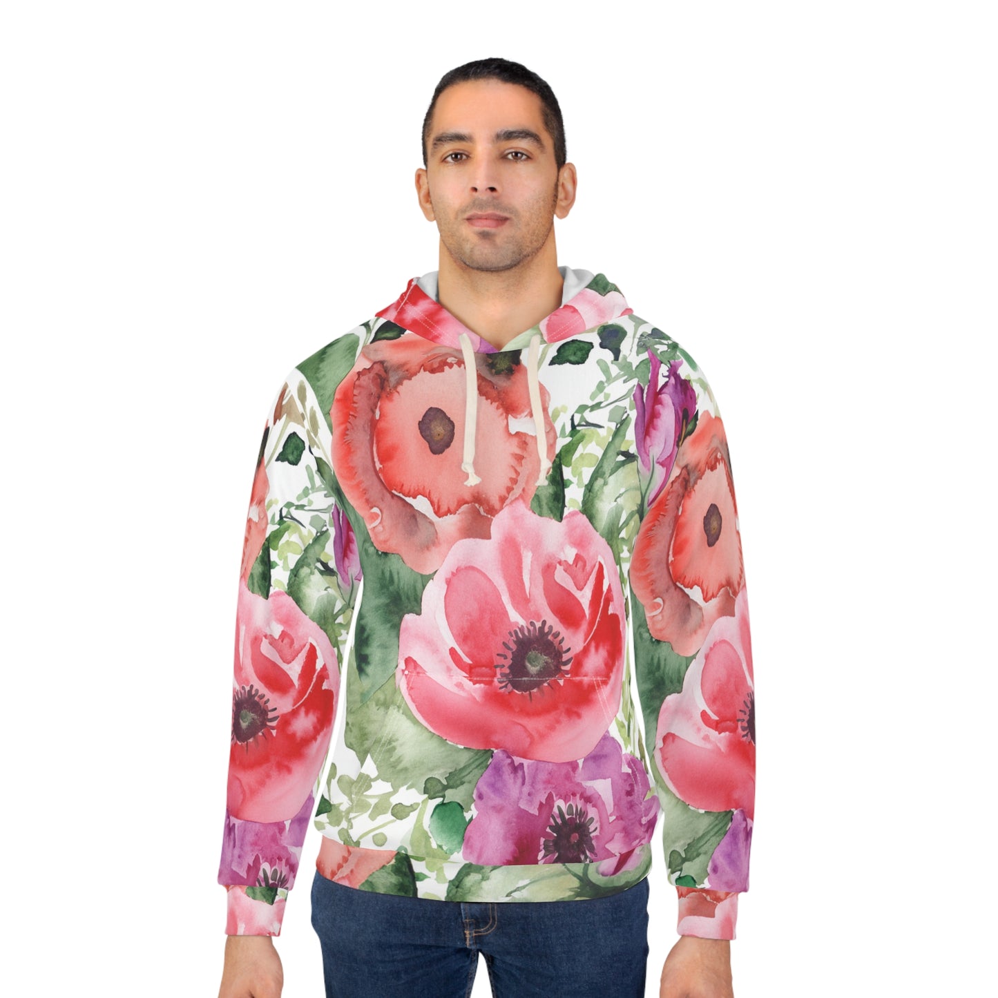 Floral Watercolor Unisex Pullover Hoodie (AOP)