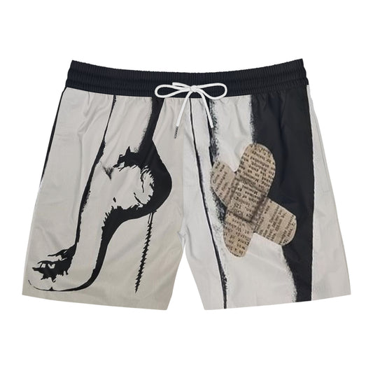 Beauty Is Pain Men's Mid-Length Swim Shorts (AOP)