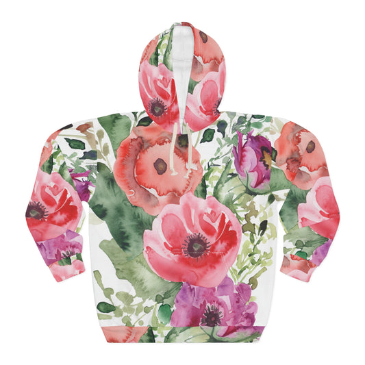 Floral Watercolor Unisex Pullover Hoodie (AOP)