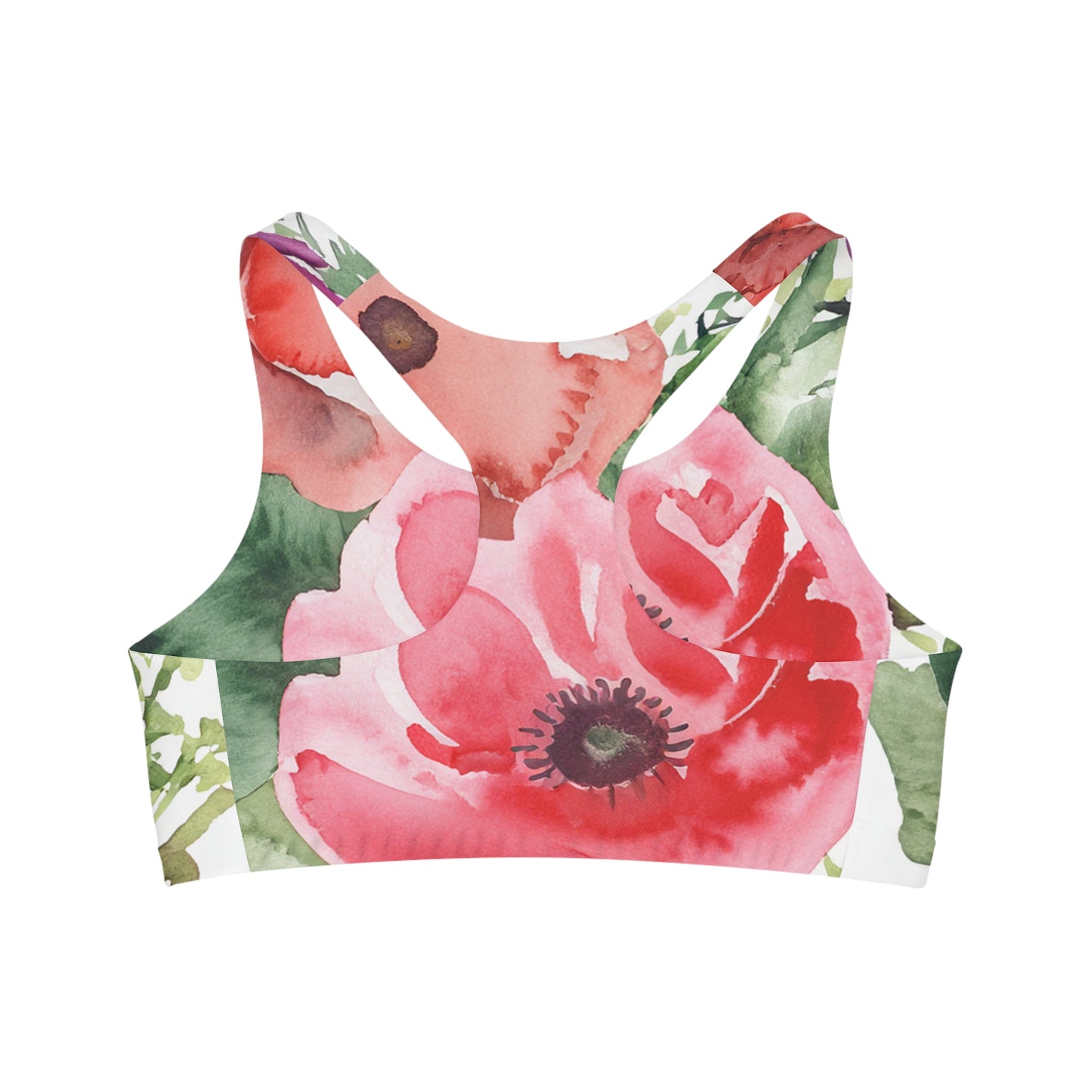 Floral Watercolor Seamless Sports Bra (AOP)