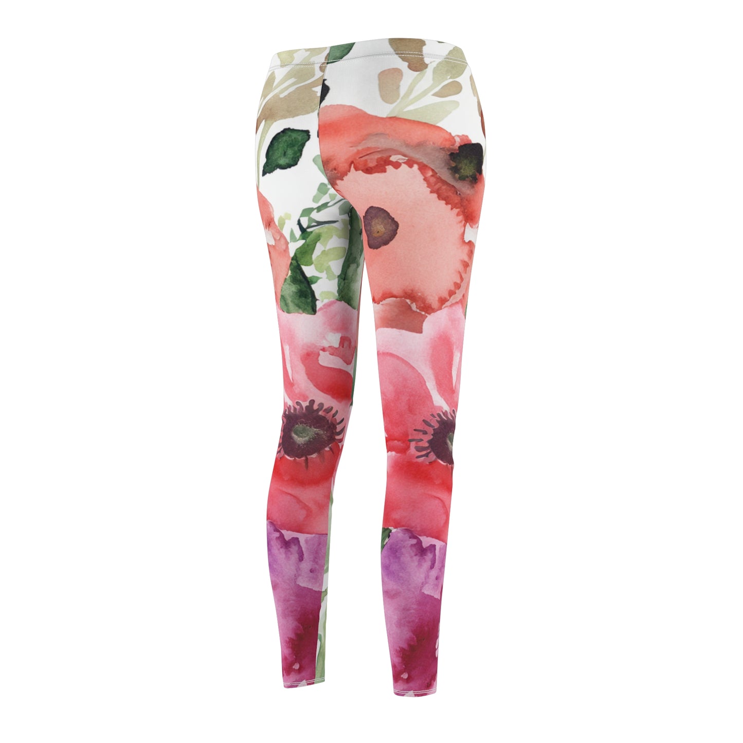 Floral Watercolor Women's Cut & Sew Casual Leggings (AOP)