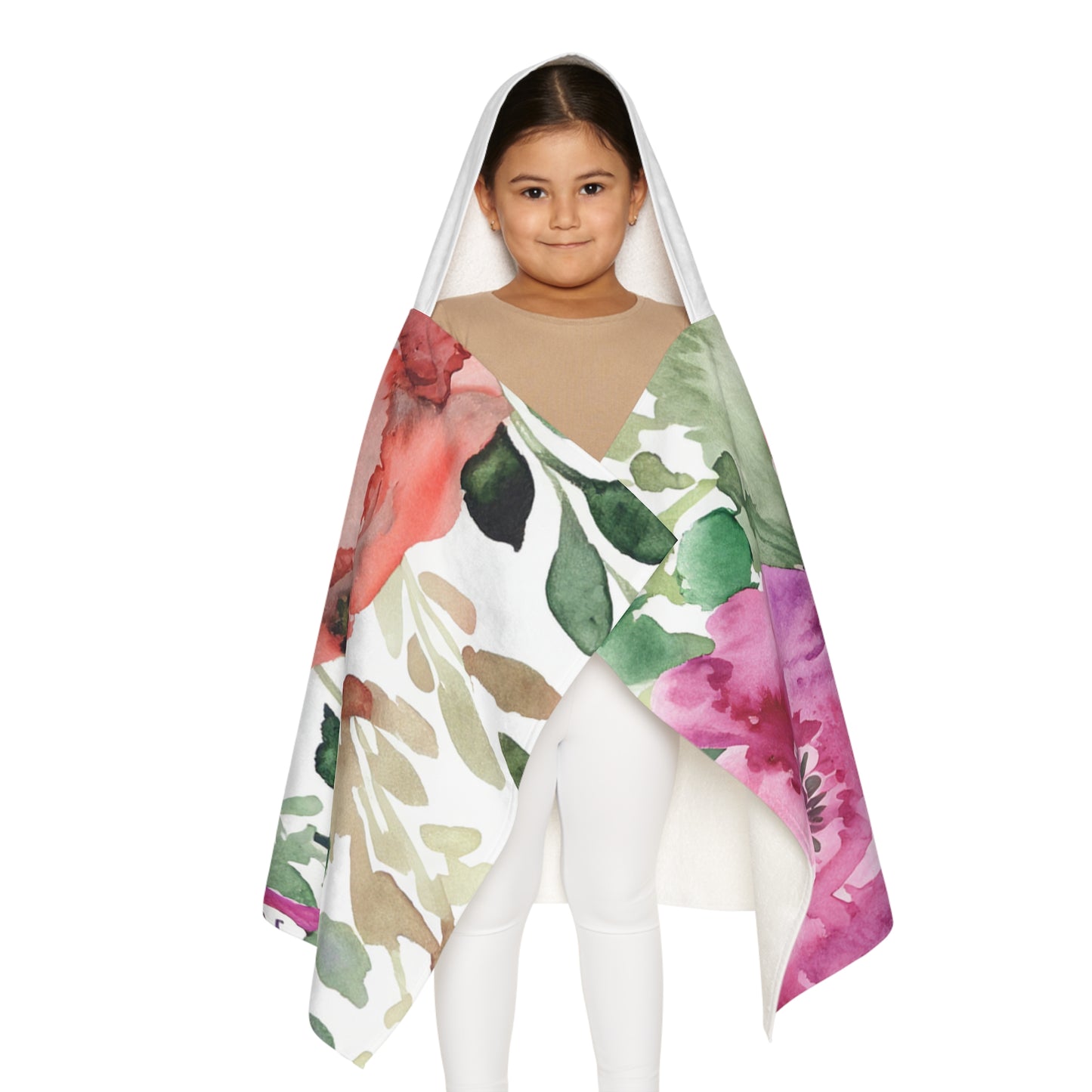 Floral Watercolor Youth Hooded Towel