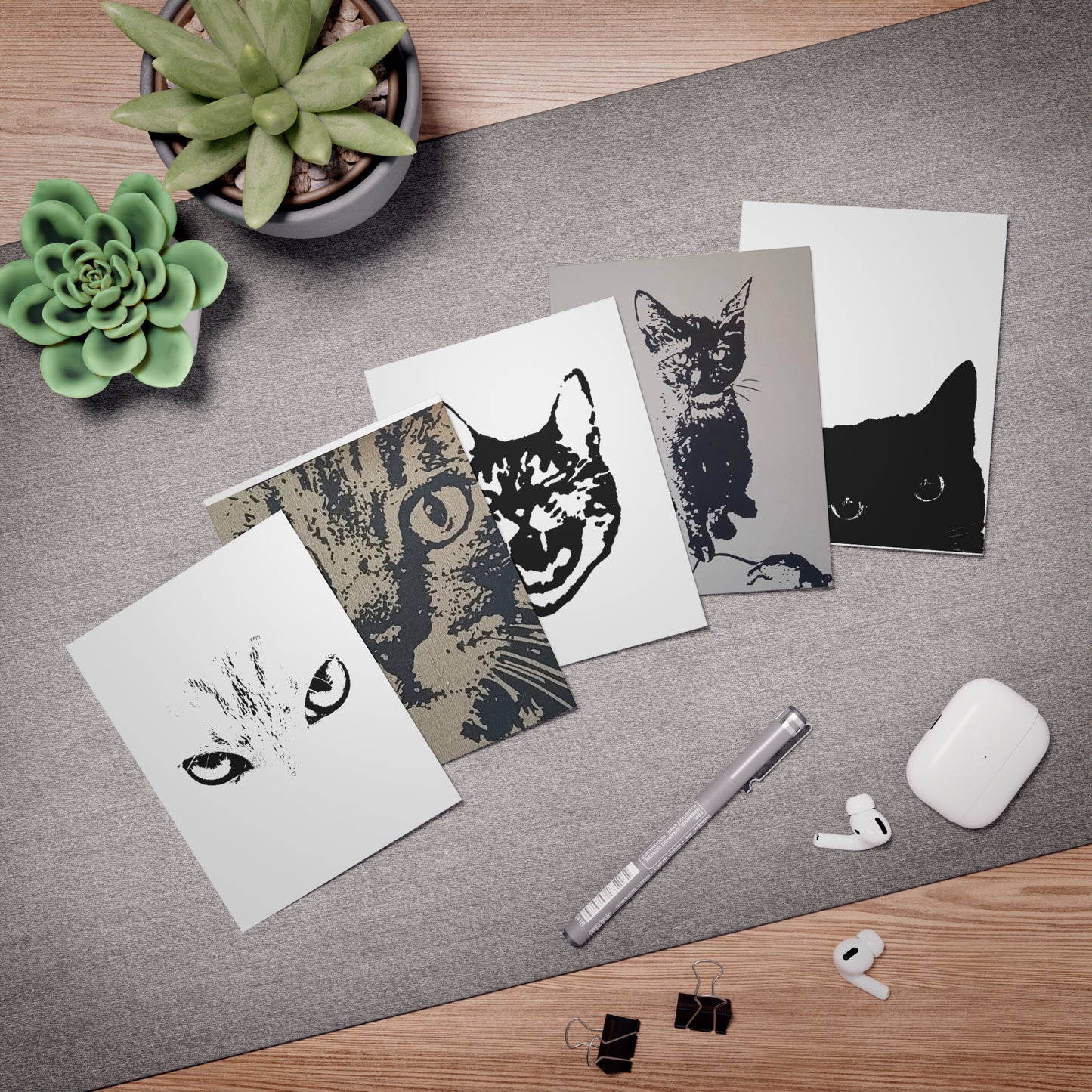 Cats Assorted Notecards Multi-Design Greeting Cards (5-Pack)