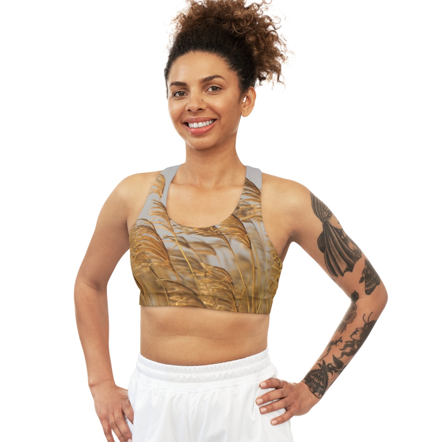 Golden Grass Seamless Sports Bra (AOP)