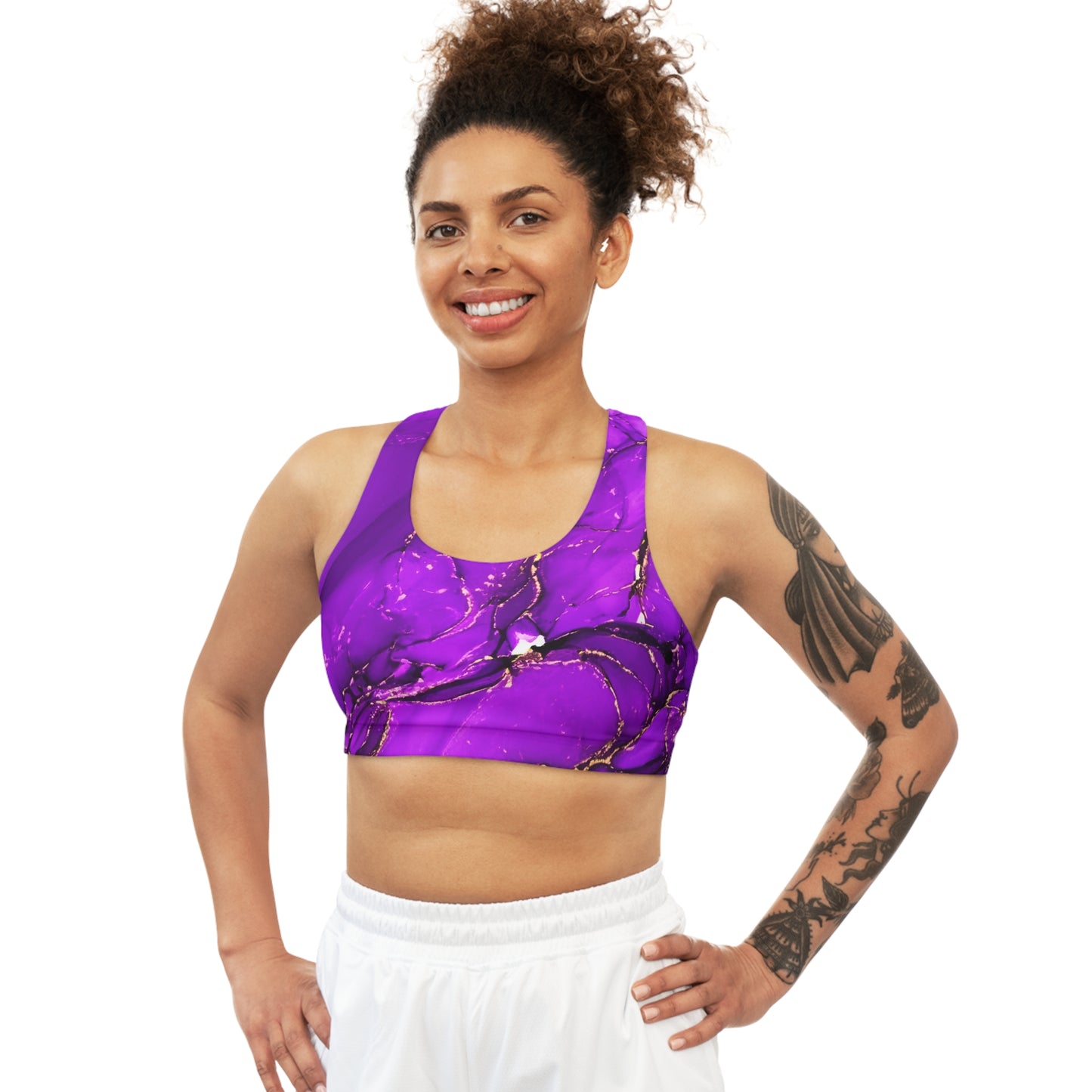 Purple Seamless Sports Bra (AOP)