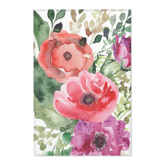 Flower Watercolor Area Rugs