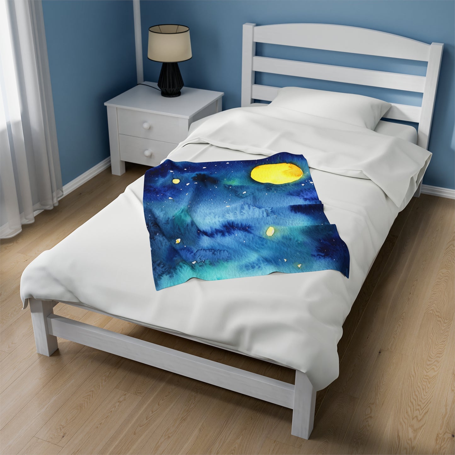 Night Watercolor Velveteen Plush Blanket