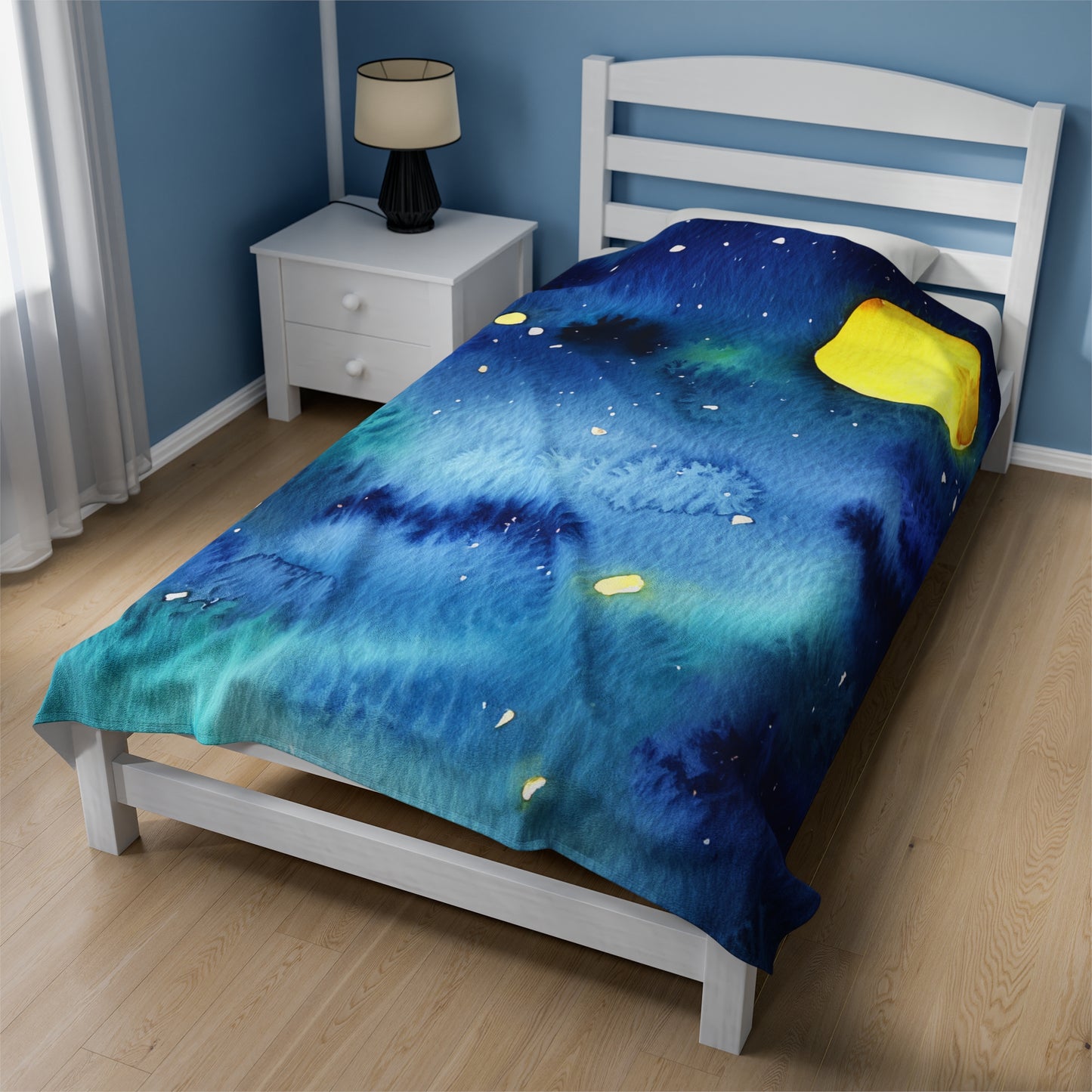 Night Watercolor Velveteen Plush Blanket