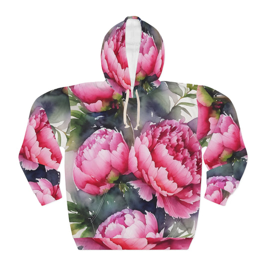 Peony Watercolor Unisex Pullover Hoodie (AOP)