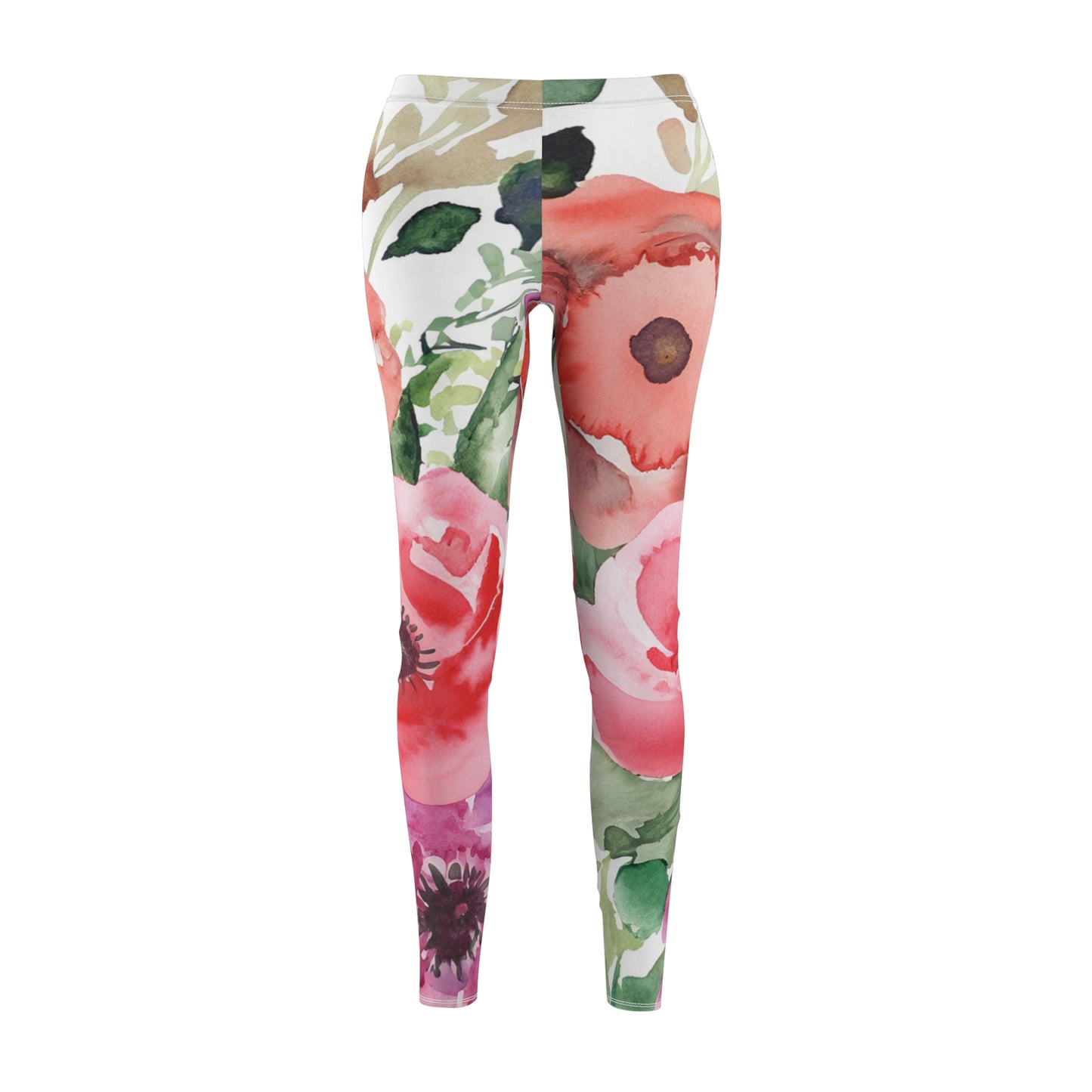 Floral Watercolor Women's Cut & Sew Casual Leggings (AOP)