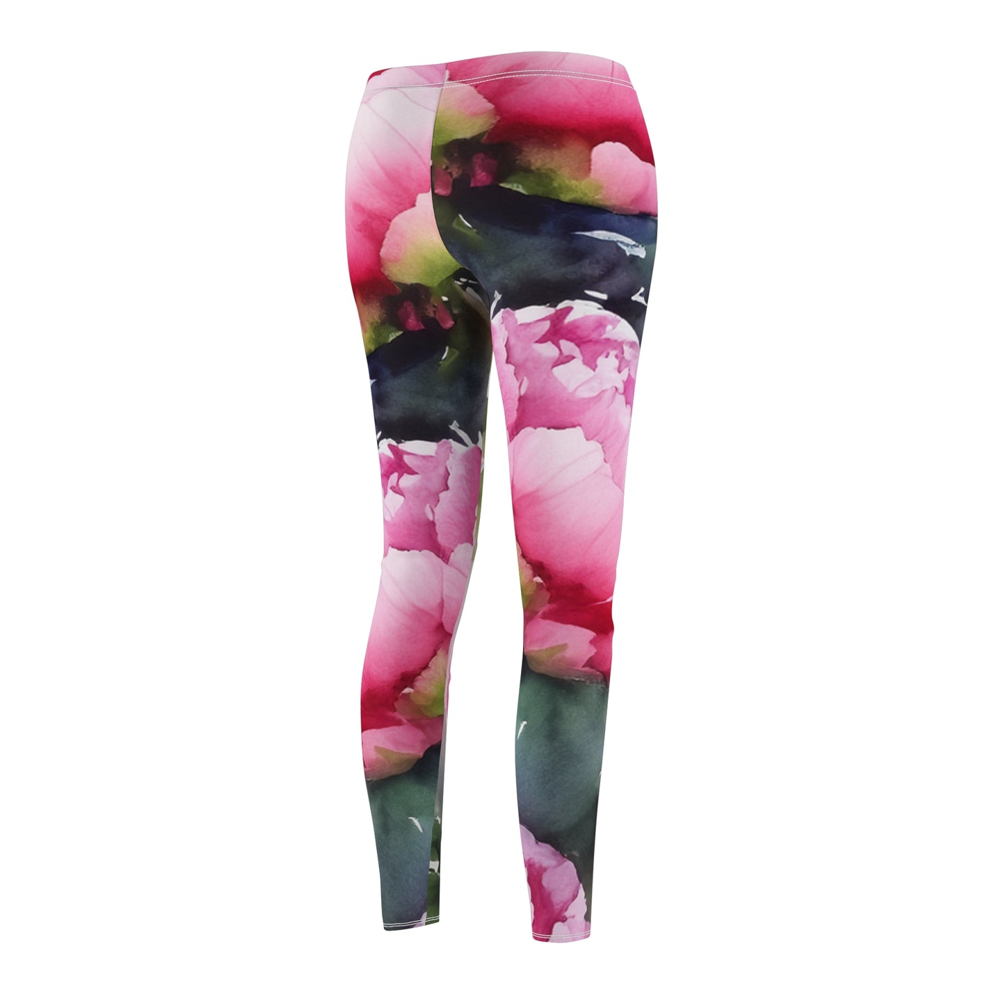 Peony Watercolor Women's Cut & Sew Casual Leggings (AOP)